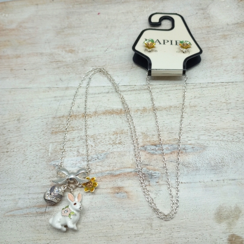 Napier Easter Bunny Charm Necklace & PE Set